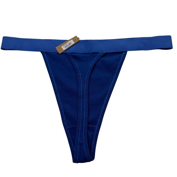 SKIMS Cotton Rib Thong Cobalt 3X - Picture 3 of 11